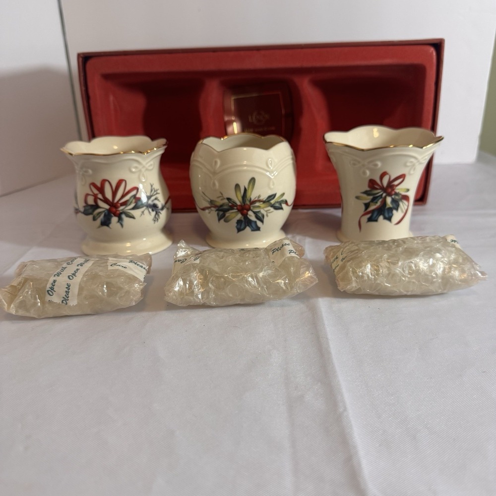 Lenox Candle Holders Winter Greetings votives set of three Tealight new Open Box